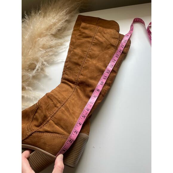 DV Tan Faux Suede Over The Knee Heeled Boots - Picture 12 of 15